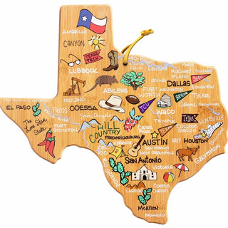 Texas Cutting Board With Artwork By Fish Kiss - Totally Bamboo