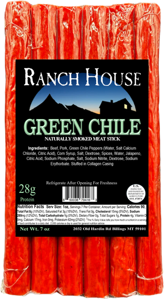 Ranch House Meat Stick 7 oz Green Chile