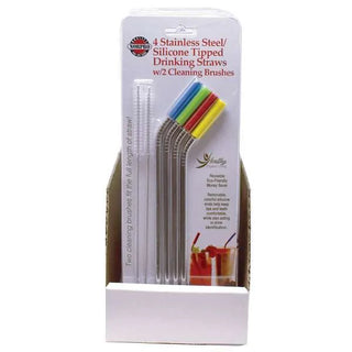 Norpro- 4 stainless straws tipped w/ cleaning brush