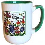 Mugs Texas Green handle Wildflowers