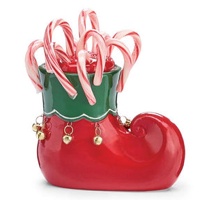 Red/Green Elf Boot Shape Candy Cane Dish - Burton & Burton