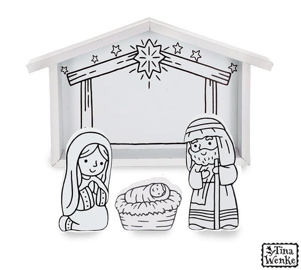 burton & burton Nativity 4 pc set color me