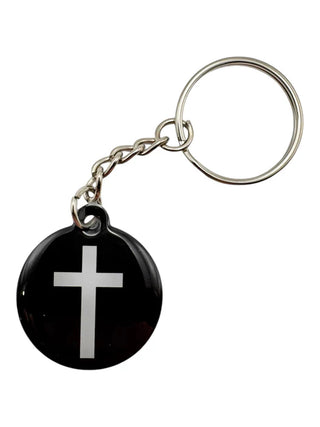 Tap To Pray-Black Cross keychain