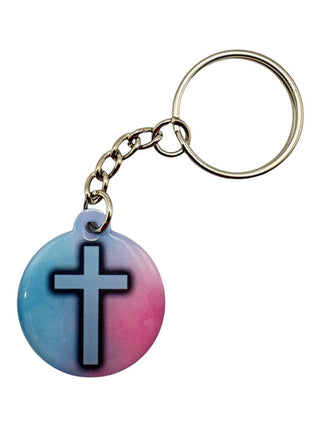 Tap To Pray-Pastel Cross keychain