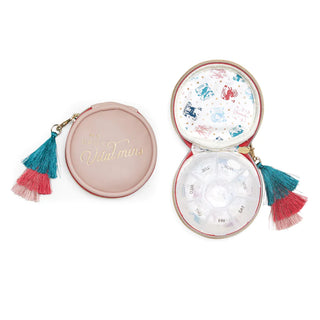 Leather Pill Box with Tassel-pink