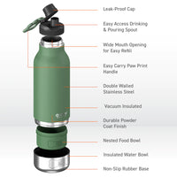 3 in 1 Bottle for you and your Dog-Green