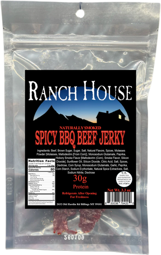 Ranch House Spicy BBQ Beef Jerky 3.3oz.
