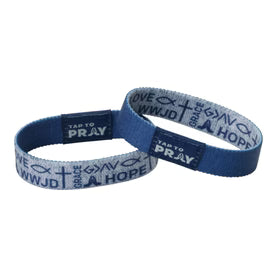 Tap To Pray-Wristband-Symbols of Faith-Navy-Large