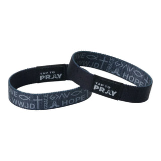 Tap To Pray-Wristband-Symbols of Faith - Grey
