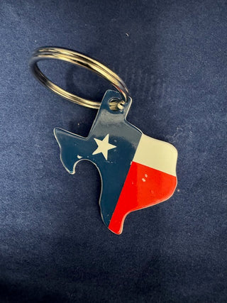 Pop A Top Texas Shaped Key Ring Flag