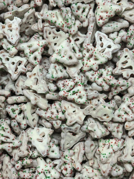 White Chocolate Christmas Tree Pretzels