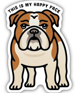 Stickers NW-This is my Happy Place Bulldog face